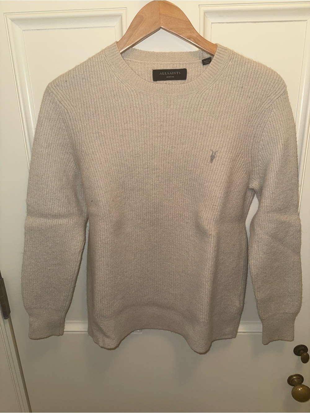 All Saints Men's Crewneck Sweater in Beige